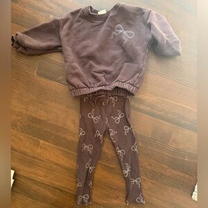 Zara Toddler bow detial brown Sweatshirt legging set